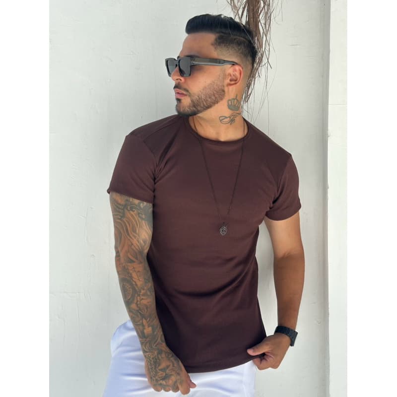 Camiseta Americana Masculina, canelada Ribana