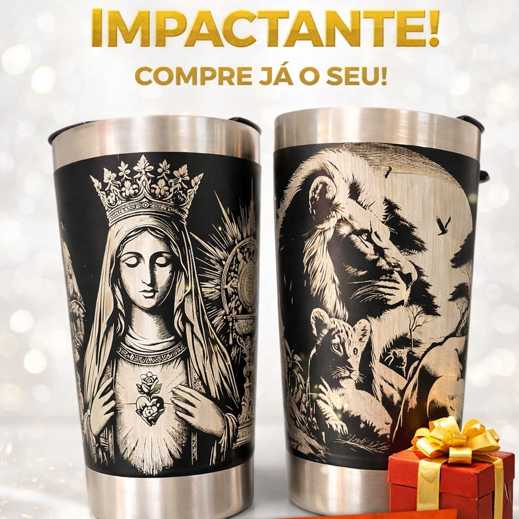 COPO TÉRMICO personalizado a laser 360º PREMIUM Presente Ideal -Gelado e Quente - terere e chimarrão