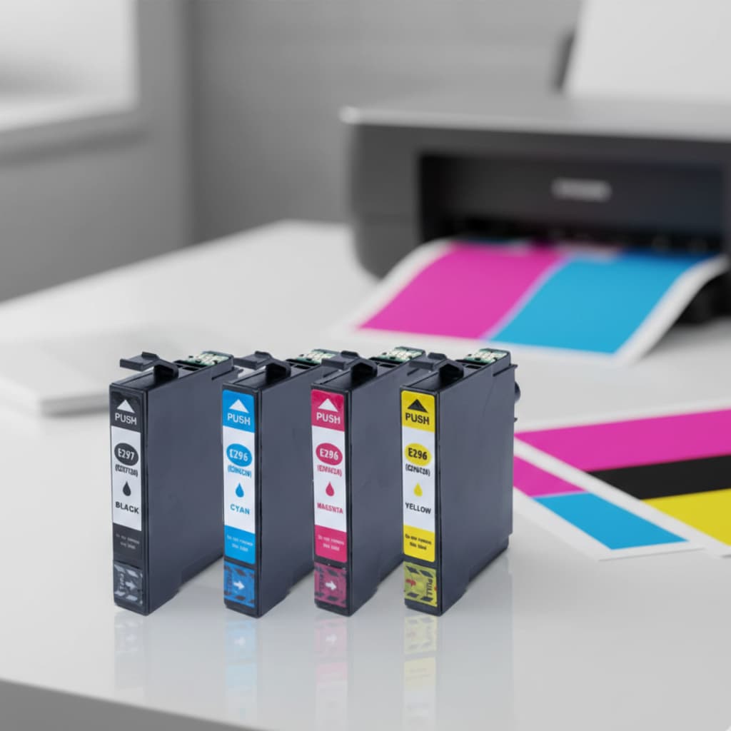 Kit 4 Cartuchos Compatível Epson 4 Cores T296 T297 Xp231 Xp241 Xp431 Xp441 Impressora Escritório