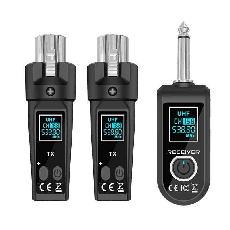 Sistema XLR Transmissor Duplo 2.4ghz Microfone Dinâmico Sem Fio Receptor De6.5mm Para Mixer De Áudio(Dois Transmissores)