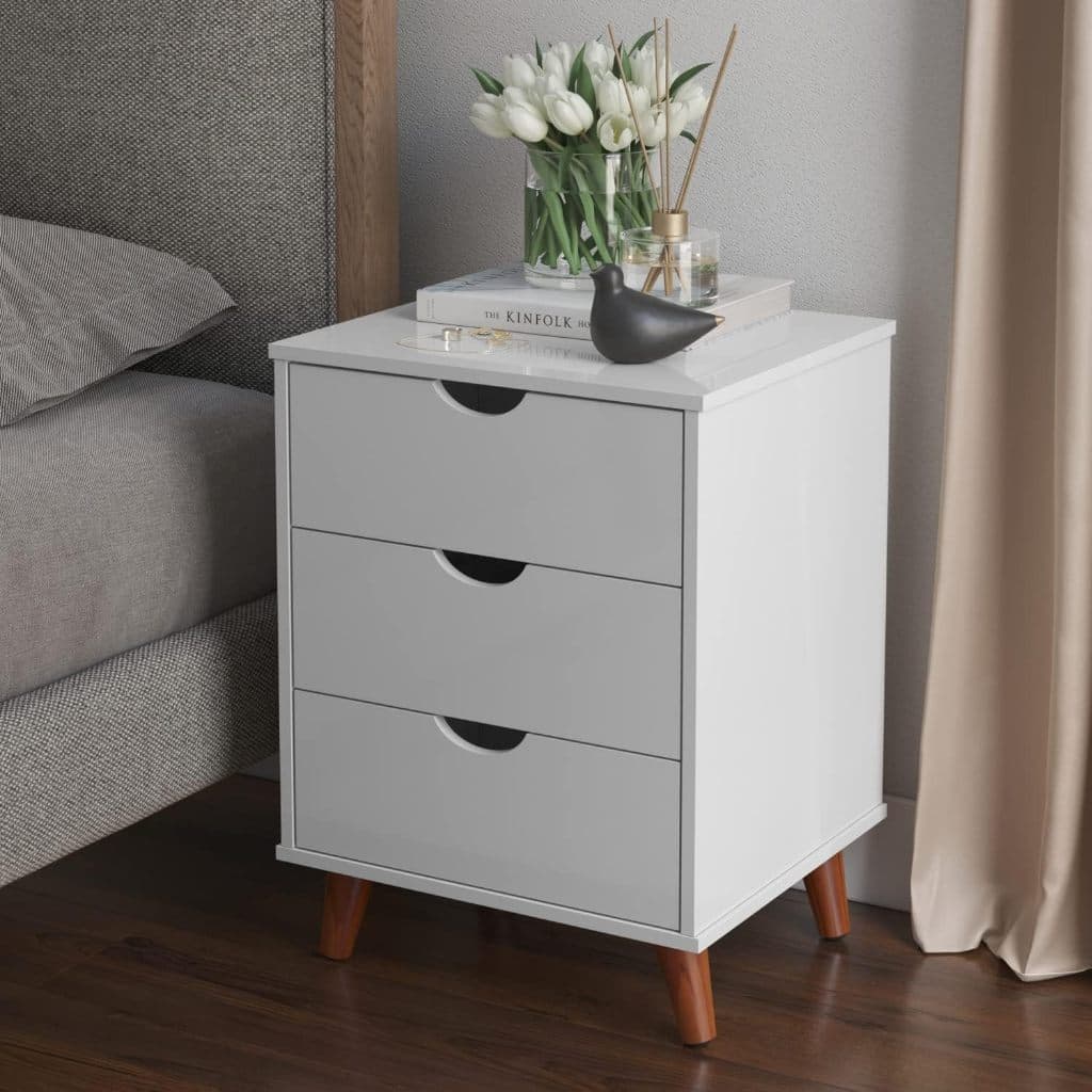 Mesa De Cabeceira Retrô 3 Gavetas Grécia Plus Luxo moderna