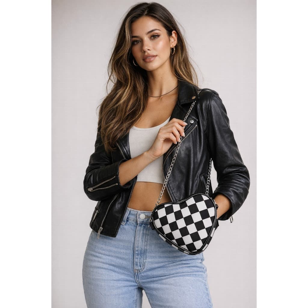 Bolsa  Coraçao Feminina Transversal De Corrente De Lado E Ombro De Luxo Pequena Mini Bag
