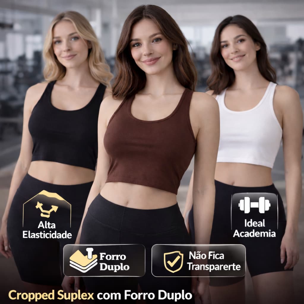 Cropped Suplex Leve - com Forro | Conforto, Elasticidade e Ótimo Caimento