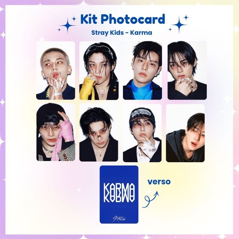 Kit 8 Photocards SKZ  Karma - Photocard Fanmade fotos prontas (LEIA A DESCRIÇÃO)