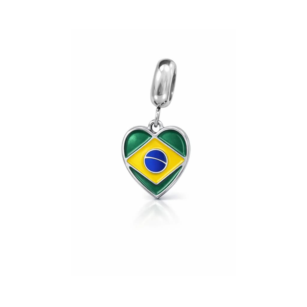Berloque Brasil Copa do Mundo Aço Inox Pode Molhar Pingente Charm Luxo
