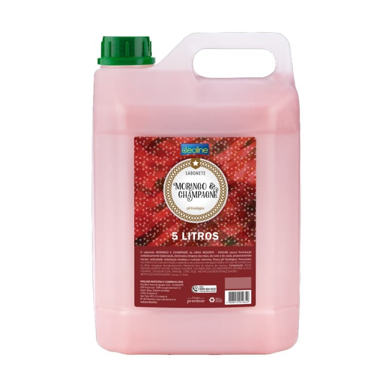 Sabonete Líquido Premisse 5L Morango e Champagne Galão Multiuso Limpeza Eficaz c/ Aroma Agradável SB