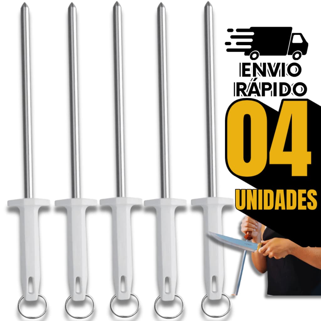 Combo Chaira 38cm Estriada Afiar Amolador Facas Profissional Linha Premium Açougue Churrasco