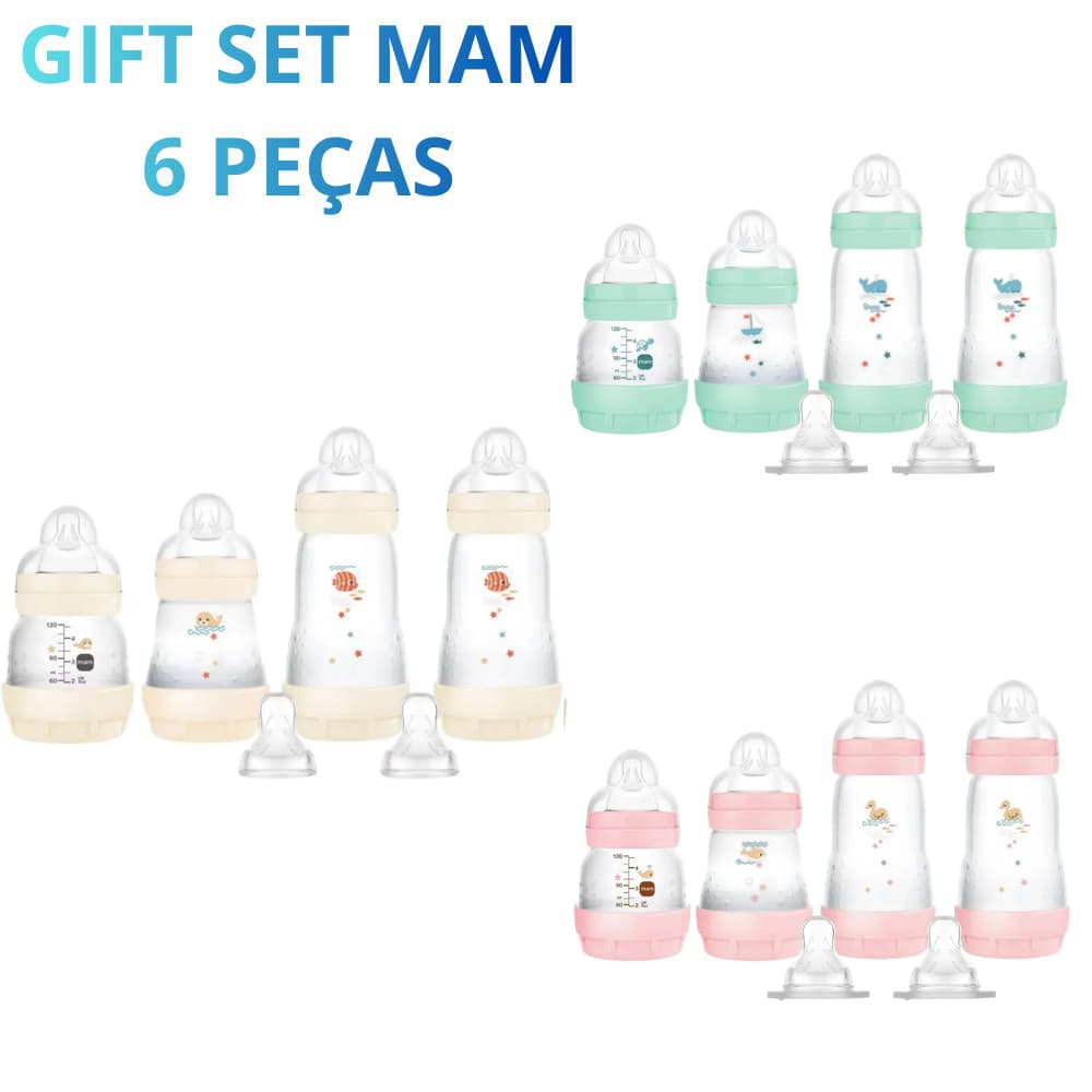 KIT C/ 4 MAMADEIRAS + 2 BICOS EASY START - GIFT SET  - MAM
