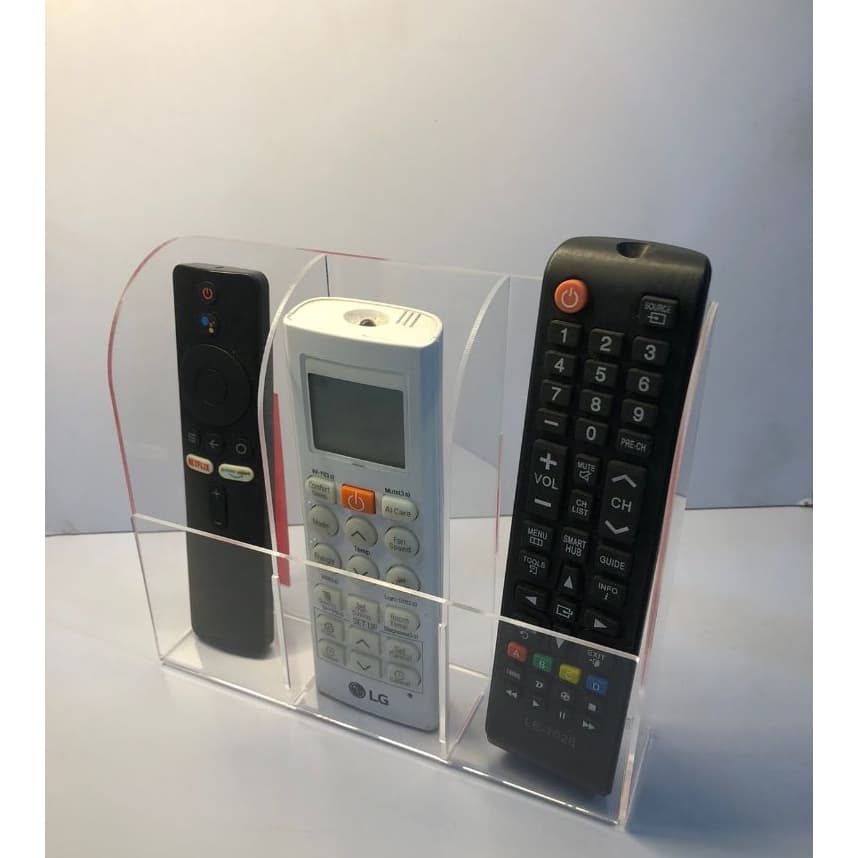 Suporte Porta Controle Remoto De Parede 3 Controles em Acrílico transparente de Parede Com Fita 3M