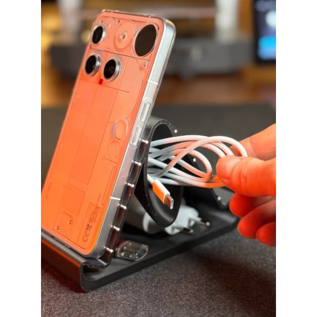 Suporte de Celular Multifuncional com Organizador de Cabos | Mesa, Escritório e Home Office