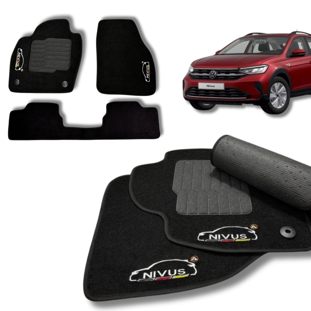 Jogo Tapete Premium Carpete Volkswagen Nivus Personalizado Preto