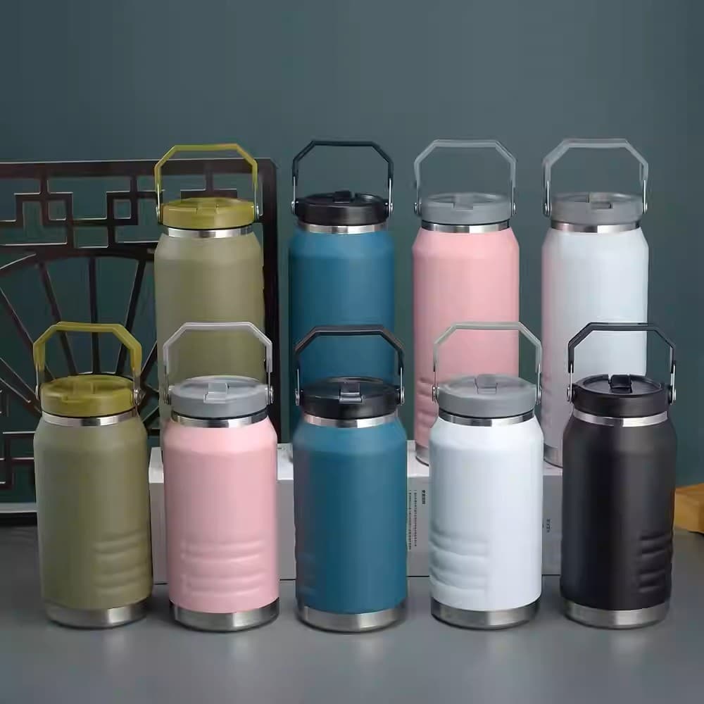 Garrafa Térmica 1,2L em Aço Inox 304 com Alça Grande Capacidade para Viagem Trilhas Esporte