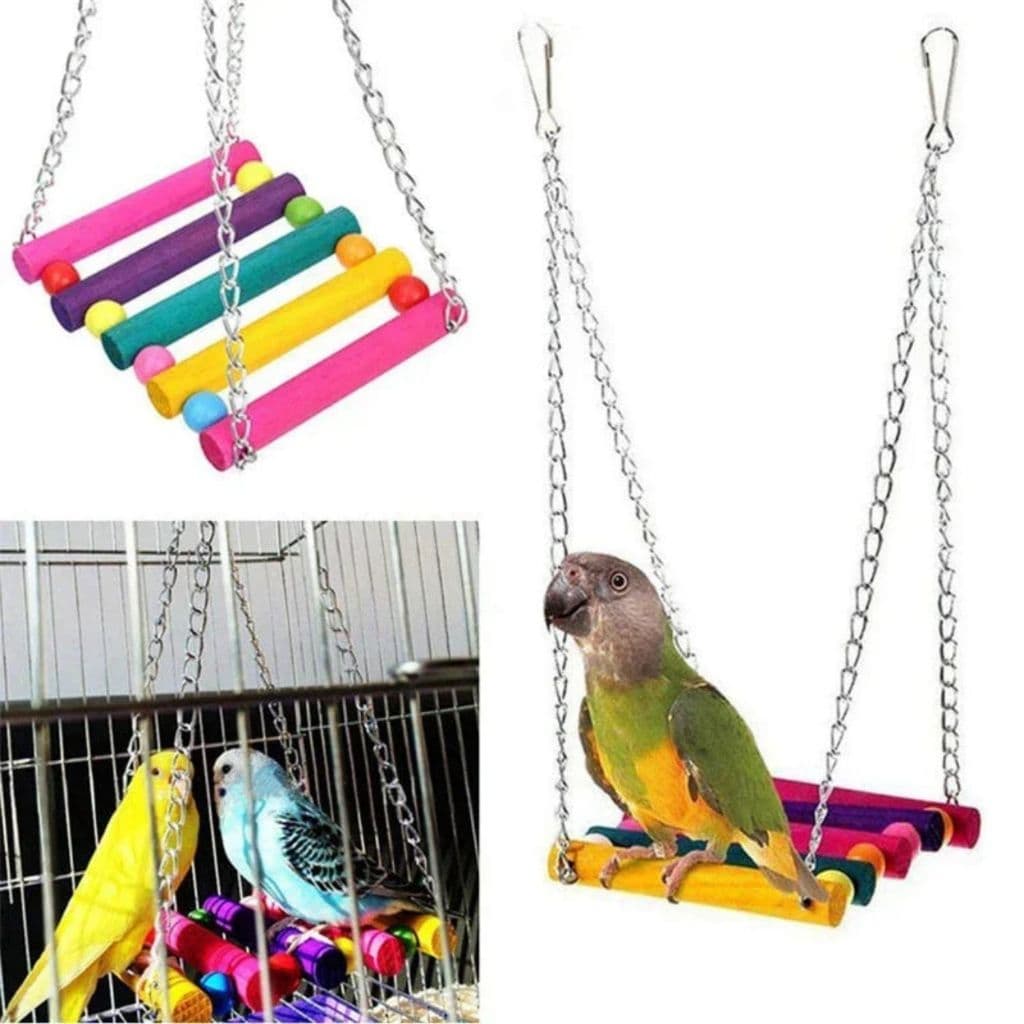 Brinquedo Balanço para Calopsita Agapornis Periquito Ring Neck madeira colorido divertido