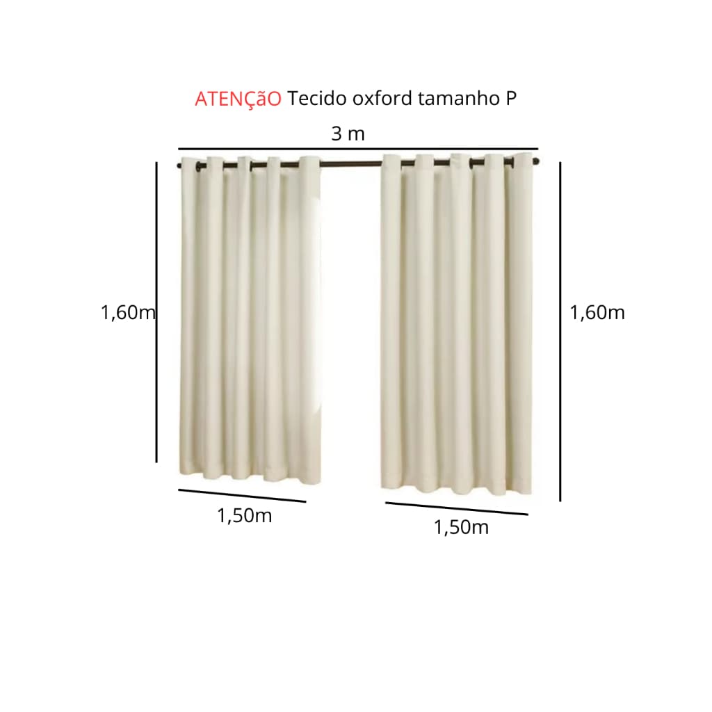 Cortina de Sala Quarto 3,00 x 1,60 Pequena Oxford tecido importado envio rápido