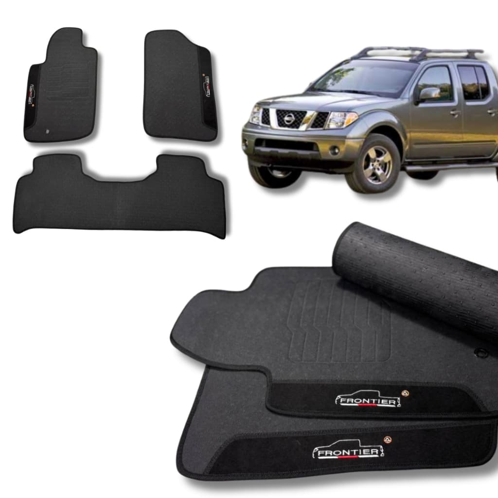 Tapete Automotivo Personalizado para Nissan Frontier CD 2017 a 2020 Emborrachado Antiderrapante Impermeável com Fixação
