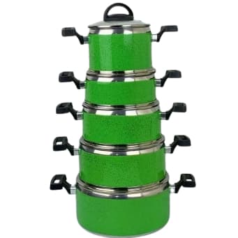 Jogo De Panelas 5 Peças Com Tampa De Vidro Verde Pintadinha