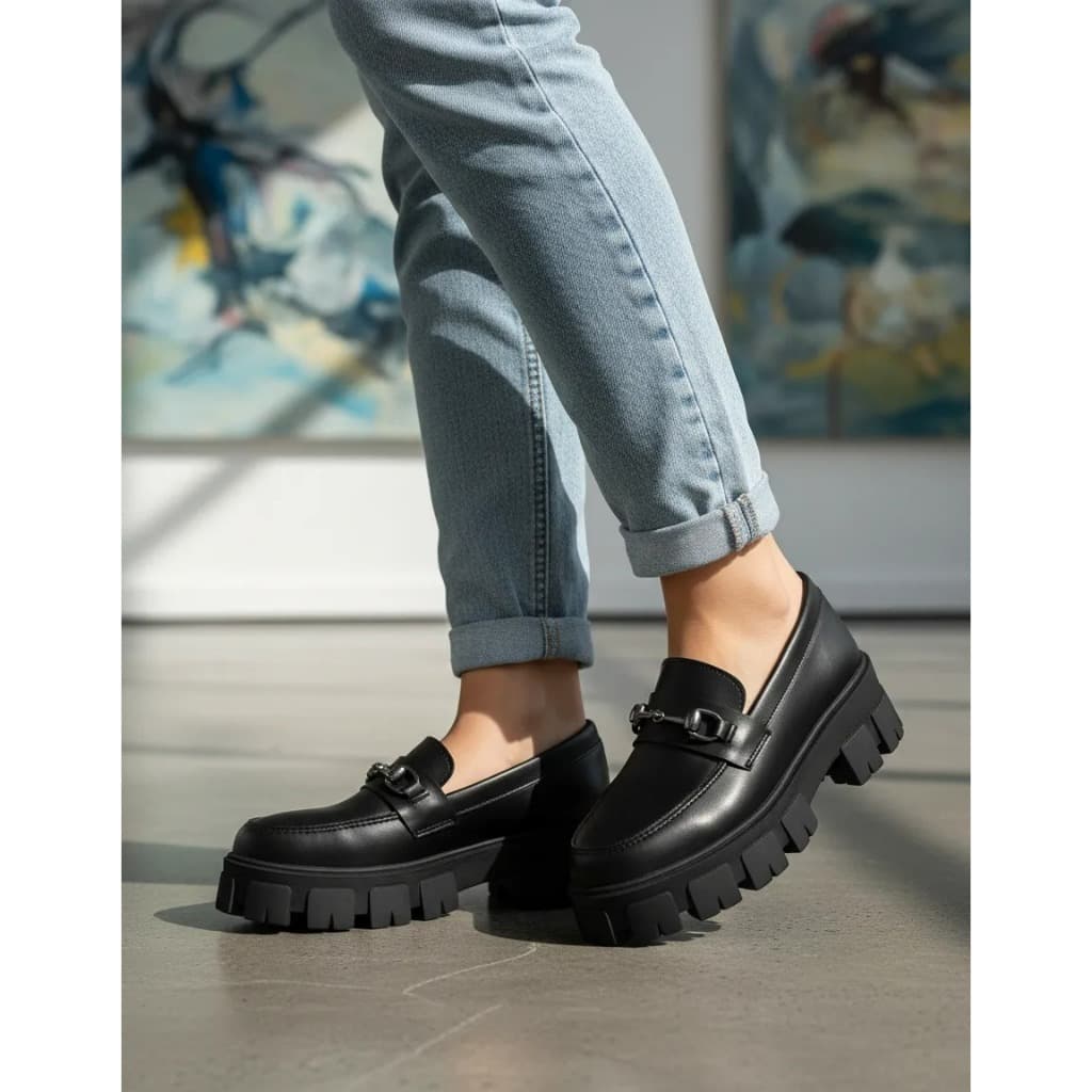 Mocassim Feminino Palmilha Confortavel Preto Bridão