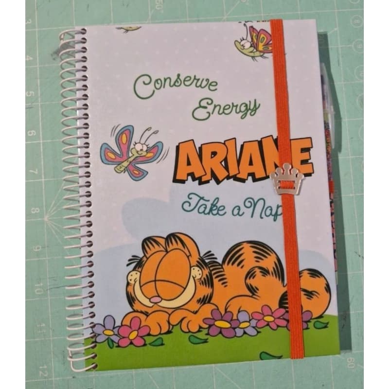 Caderno Garfield personalizado - Tamanho 15x21cm