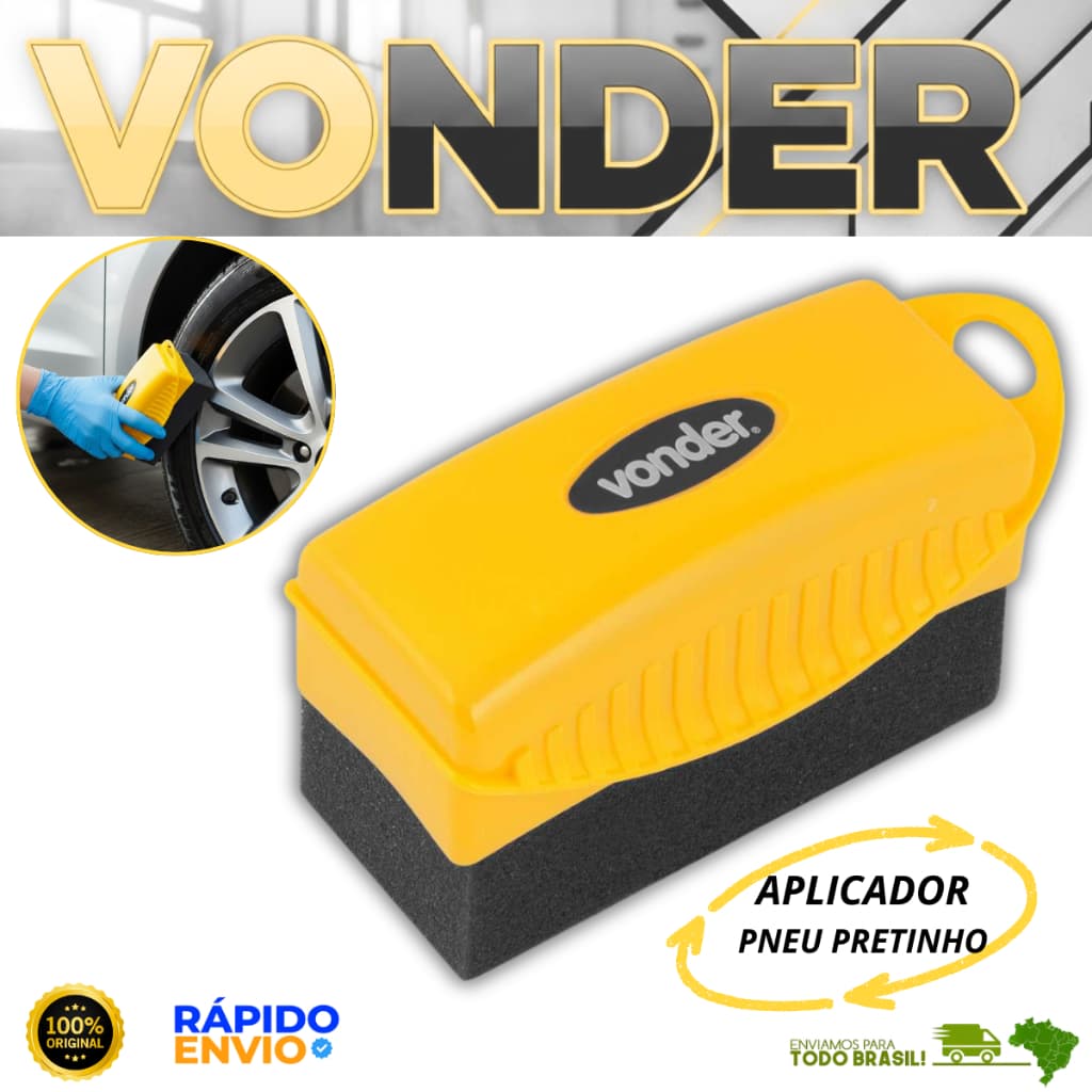 Esponja Aplicadora Multiuso Pneu Pretinho Carro Moto Bike Vonder Resistente Oferta Premium