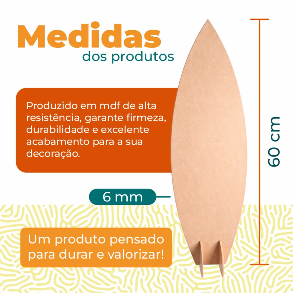 Display MDF Prancha De Surf Painel 60Cm Decoração Aniversario Praia Cenário Festa Pegue e Monte