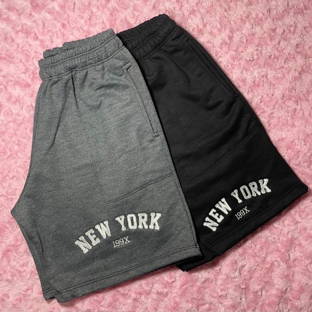 Bermuda Kids Moletinho New York Bordada à Máquina - Não Desbota