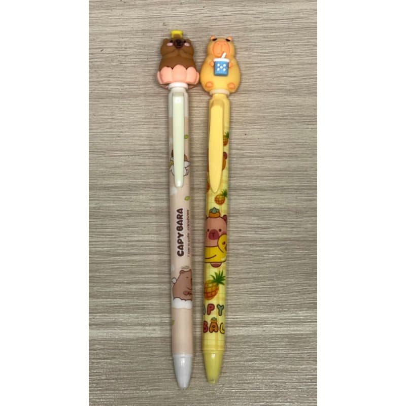 Caneta Capivara Kawaii com Topo 3D - Caneta Gel Escrita Macia Papelaria Criativa Aesthetic Mimo Escolar