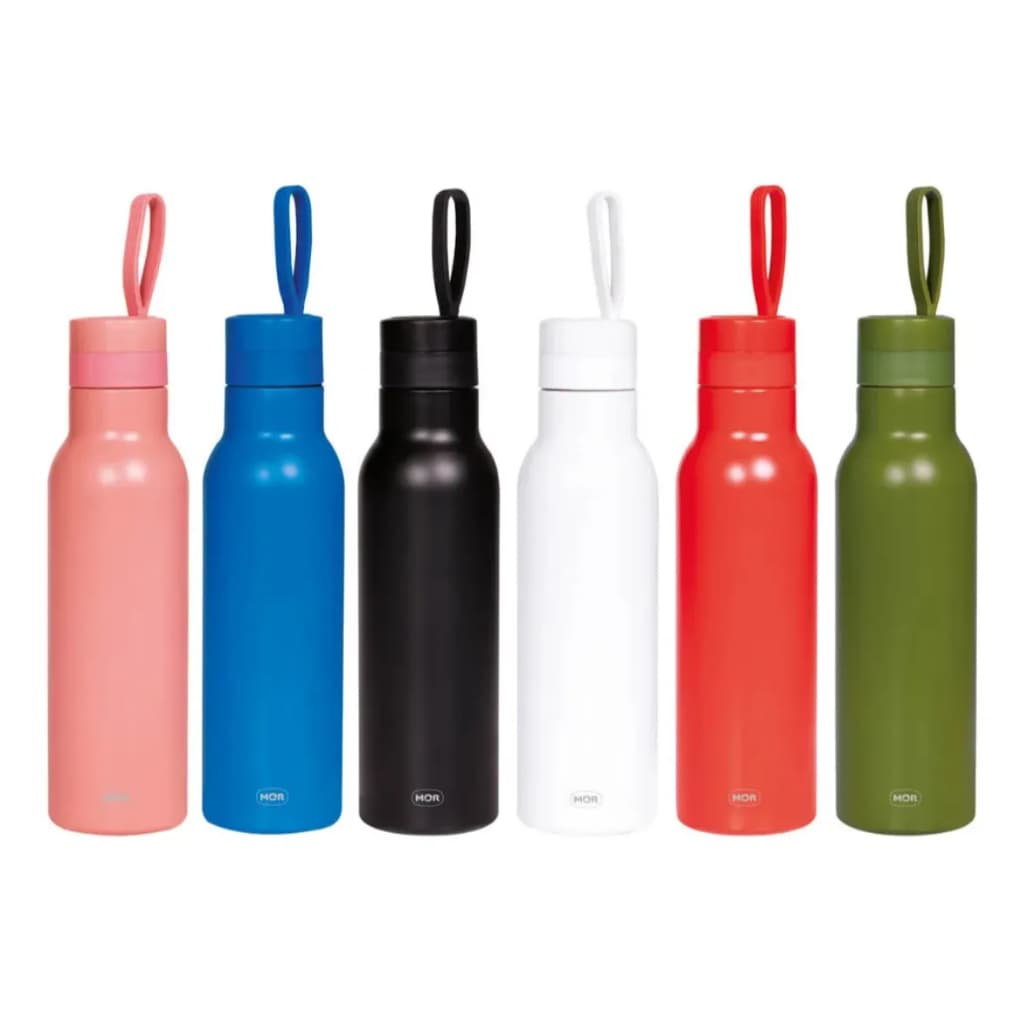Garrafa Térmica de Água com Alça Portátil 500ml Cores | Preta, Azul, Branca, Vermelha, Rosa e Verde