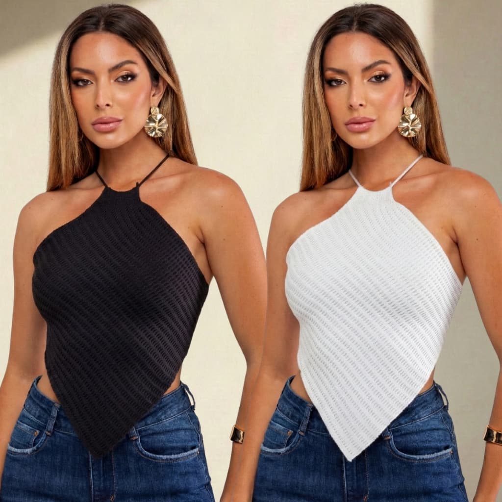 Kit 2 Top Lenço Tricot Modal Verão Praia