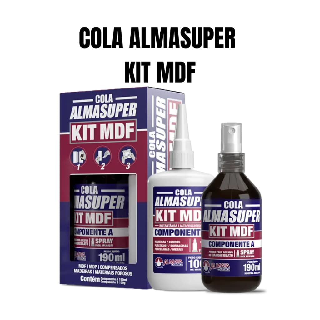Cola Instantânea Almasuper Kit Para Mdf Almata