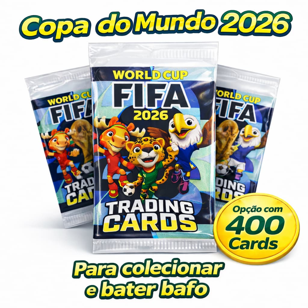 Cards – Colecionável até 400 Cards 100 Envelopes Copa 2026 - Ideal para Bater Bafo