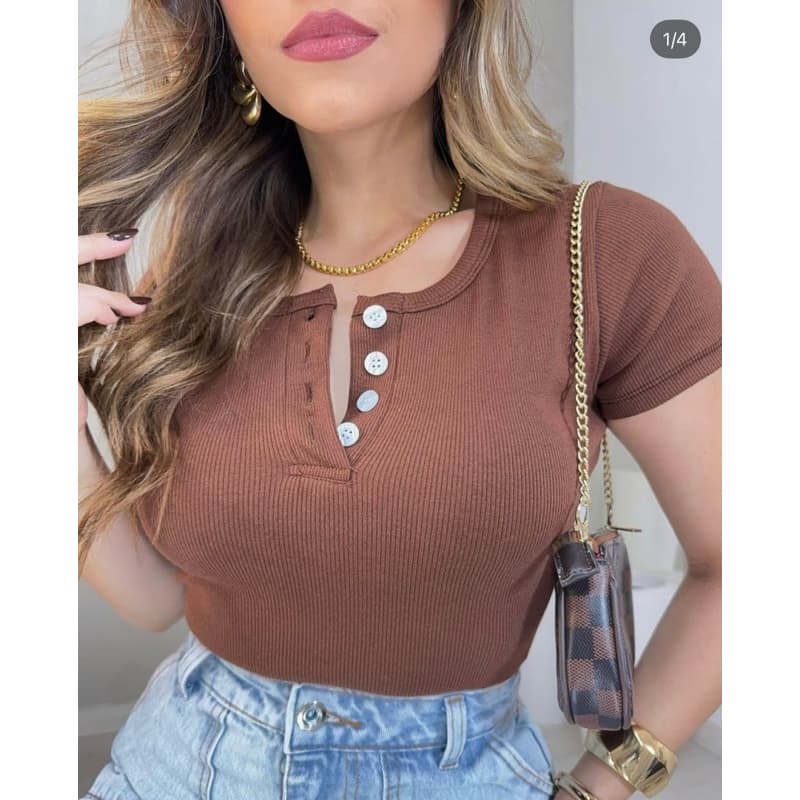 Blusinha Canelada Feminina com Botões Frontais Modelo Básica Premium Confortável Tendência 2026