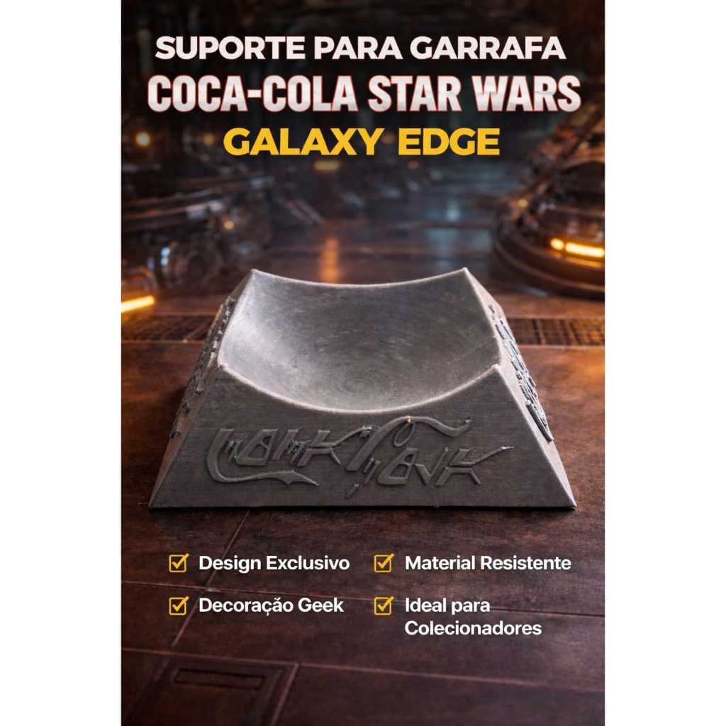 Suporte para Garrafa Coca Cola Star Wars Galaxy Edge Expositor Geek Decorativo Colecionador