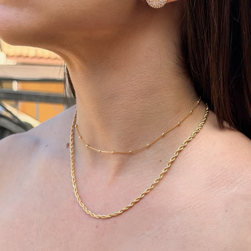 Colar Cordão Baiano Feminino Banhado a Ouro ou Ródio Branco 18K