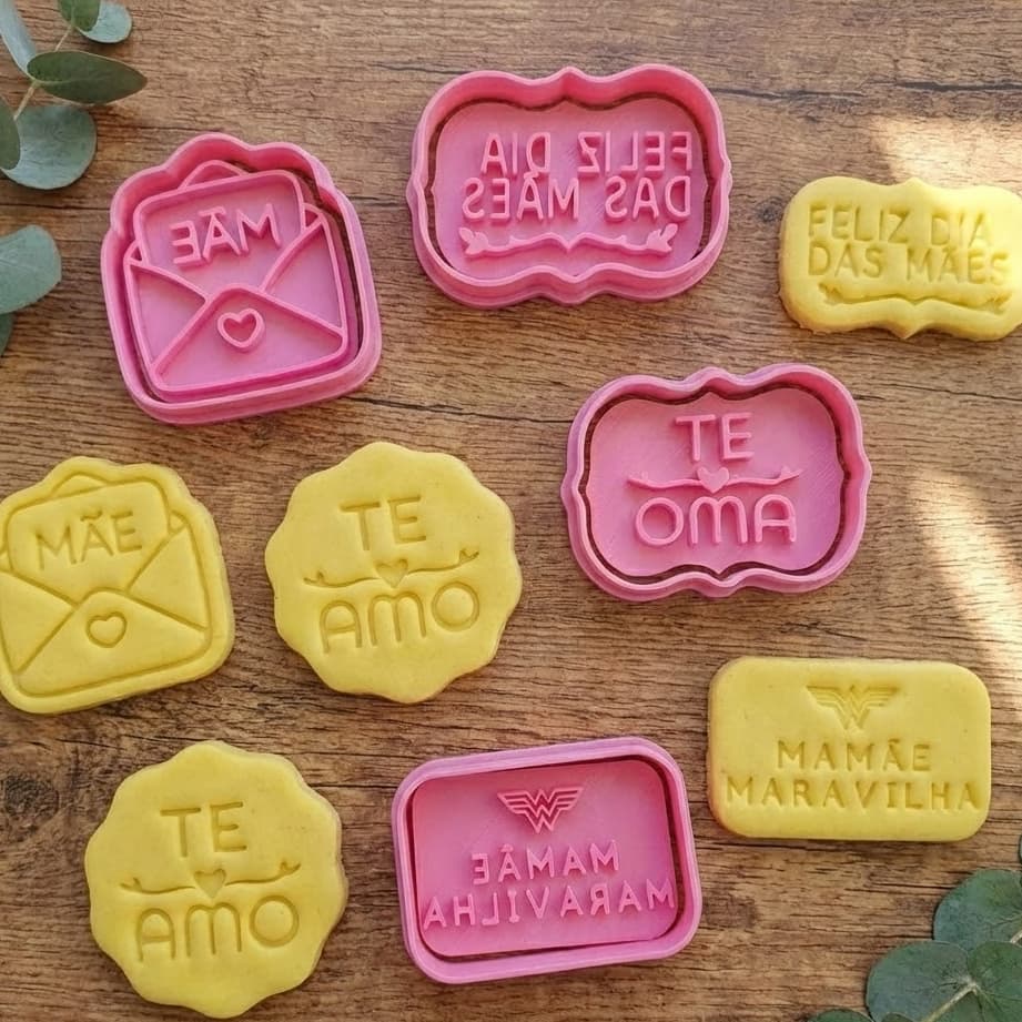 Dia das Mães Cortador Carimbo Cookies Biscoito Massinha Bolacha Mamãe Te Amo Amor Maravilha