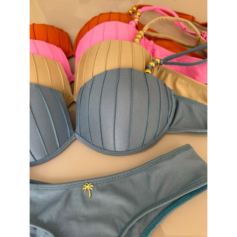 Biquíni meia taça plissado luxo detalhe bolinha calcinha asa delta fio dental moda blogueira tendência moda praia