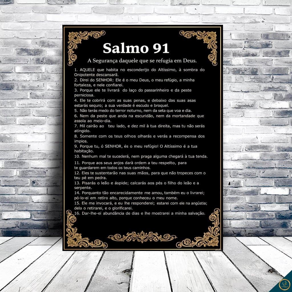Quadro Decorativo Salmo 91 Religioso Bíblia Moderno Deus Jesus Fé Sala Quarto Hall Moderno