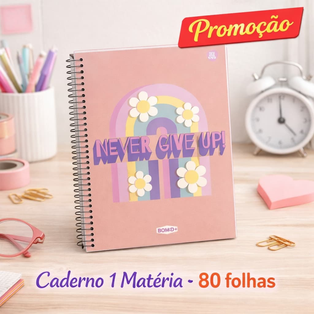 Caderno Universitário 1 Matéria 80 folhas Capa Dura Espiral Feminino Lindo Escola Faculdade PROMOÇÃO
