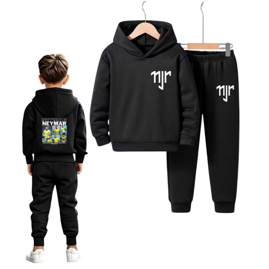 Conjunto Canguru Com Capuz Infantil Streetwear Neymar Jr Jogador Futebol Brasil Premium Unissex Star
