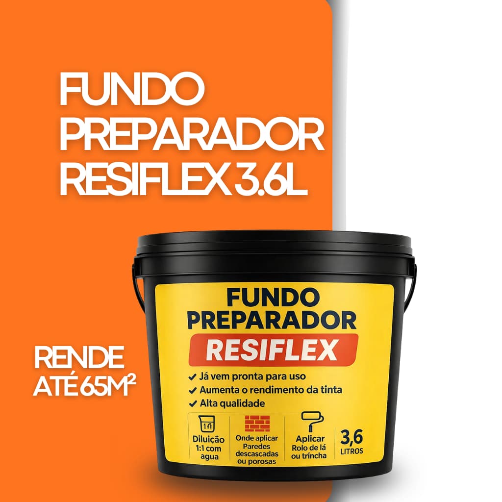 Fundo Preparador Resiflex 3.6 LITROS - Fixador De Parede Antes Da Pintura Alta Aderência