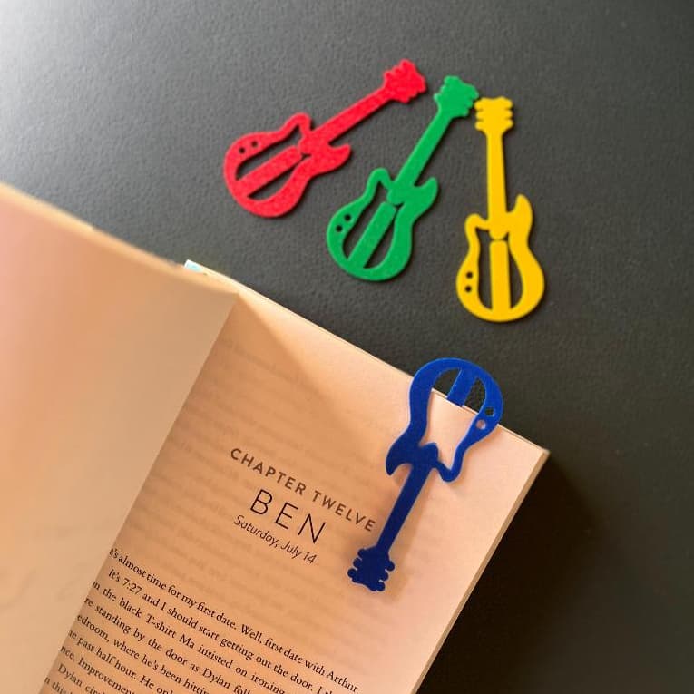 Kit com 4 marcadores de livro guitarra