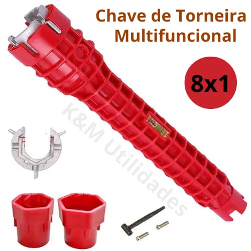 Chave de Torneira Multifuncional 8x1 Hidráulica Ralos Pias Lavabos Chave para Encanador