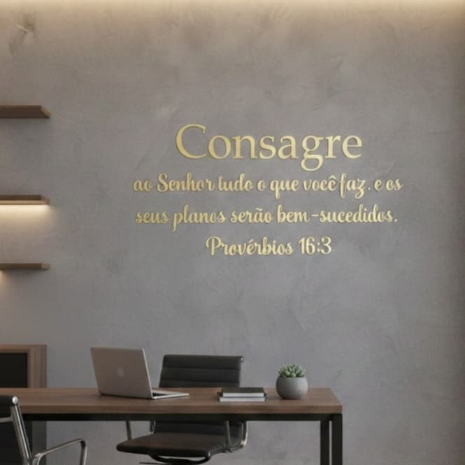 Decoração Letreiro em Acrílico Frase Decorativa Consagre ao Senhor
