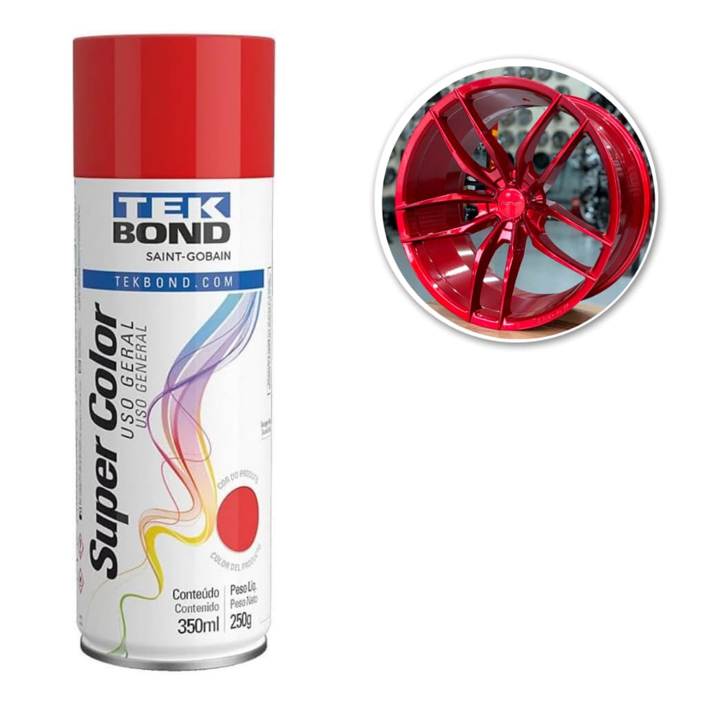 Tinta Spray Vermelho 350ml Tekbond Uso Geral Tinta Forte