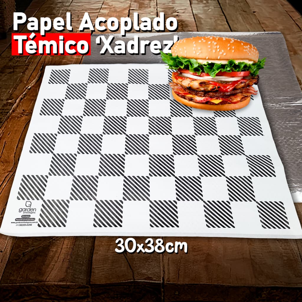 Papel Acoplado Térmico Laminado Papel Embrulho Xadrez 200 Unidades