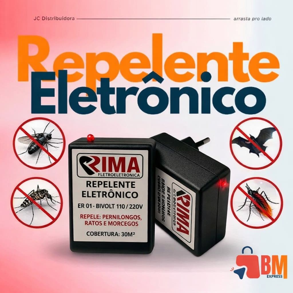 Repelente Eletrônico Ultrassônico Bivolt – Afasta Moscas, Pernilongos, Baratas, Ratos e Morcegos