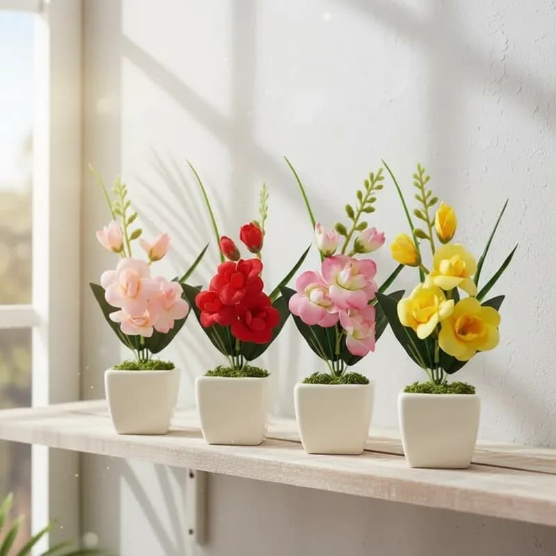 Arranjo De Flores Orquídeas Artificiais Kit 4 Decoração