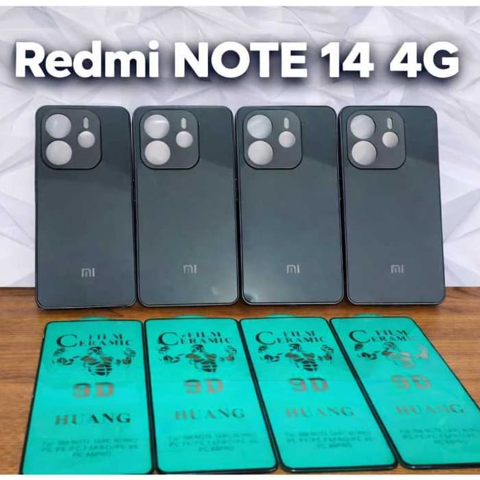 CAPA+PELICULA PREMIUM PRETO CHUNBO XIAOMI REDMI NOTE 14 4G  INTERIOR AVELUDADO AGGLASS ELEGANTE LUXO