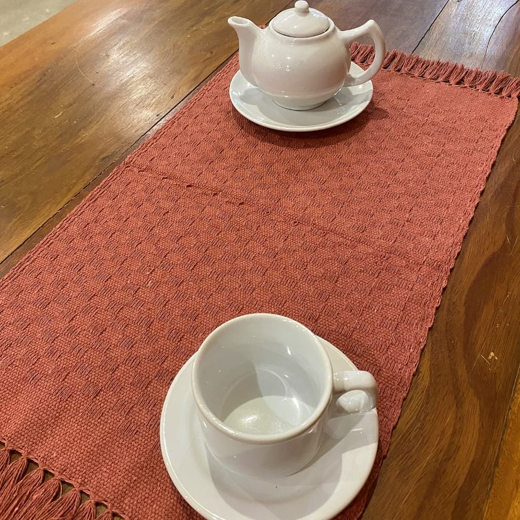 Kit Americano Mesa Sousplat Jogo americano Algodão Artesanal Macio Terracota Boho