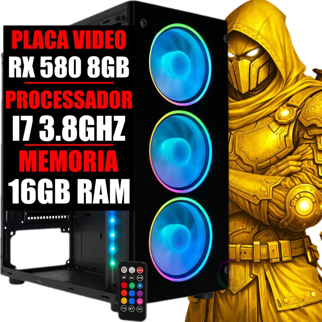 PC GAMER RX 580 8GB DDR5, INTEL CORE I7 3.8GHZ, 16GB RAM, SSD 480GB
