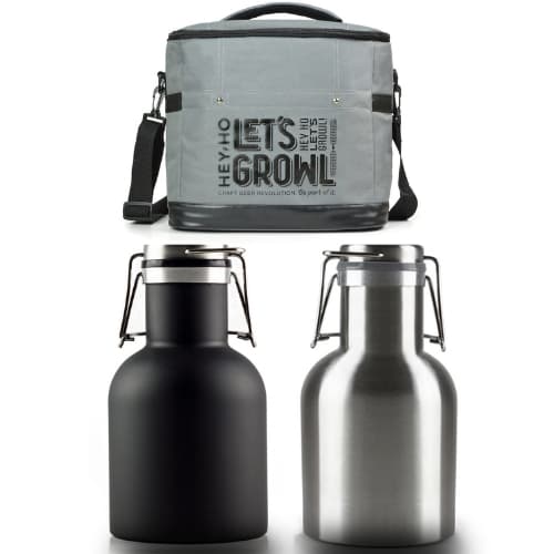 KIT Bolsa Térmica | Garrafa Térmica Aço Inox 1Litro Parede Dupla Com Tampa Pressão